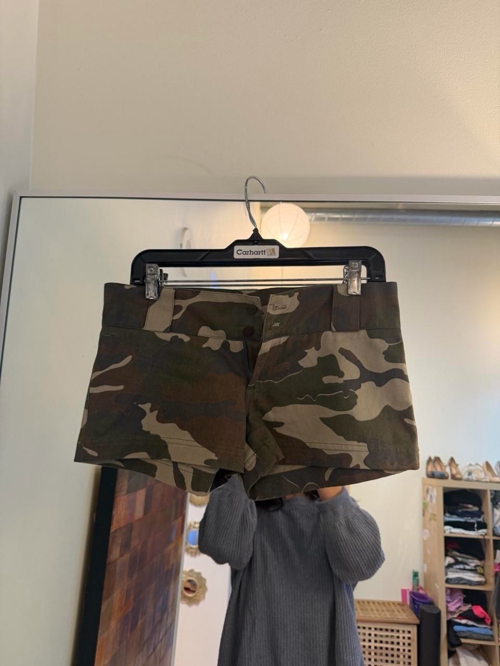 Women’s Camo mini Shorts in Olive Green - Picture 5 of 8